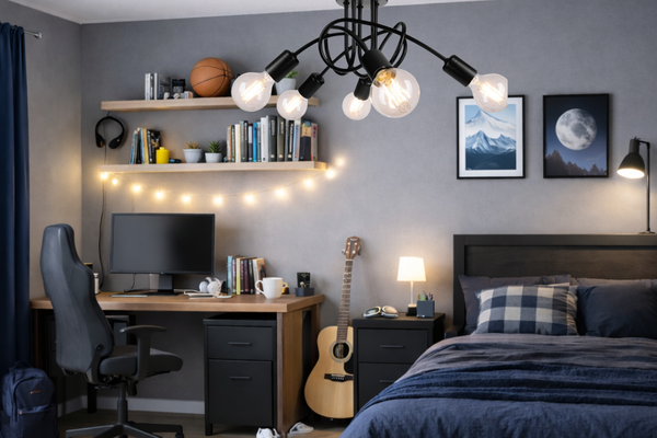 Lampa sufitowa do pokoju młodzieżowego czarna Magiczny Zawijas 5xE27 Led 