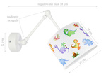 Lampa ścienna do pokoju dziecięcego na przegubie regulowana Dinozaury 1xE27