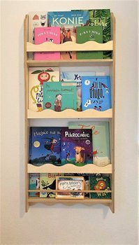 Regał wiszący do pokoju dziecka na książeczki oraz inne skarby Falbanka naturalna