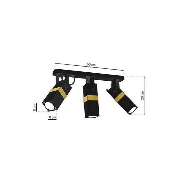 Nowoczesna lampa sufitowa VIDAR BLACK/GOLD 3xGU10 MLP6278