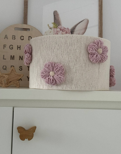 Lampa wisząca do pokoju dziewczynki w stylu Boho Kwiatki Brudny Róż 35 cm