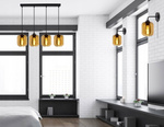 Lampa wisząca szklane miodowe klosze 4xE27