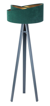 Lampa podłogowa trójnóg-welurowy abażur złoty środek Rubin