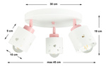 Lampa sufitowa do pokoju dziewczynki biało różowa serca 3xE27