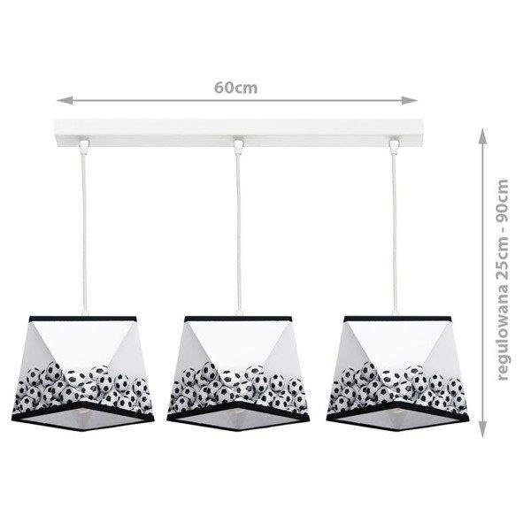 Lampa wisząca nowoczesna listwa MUNDIAL 3D III szer. 72cm piłka nożna