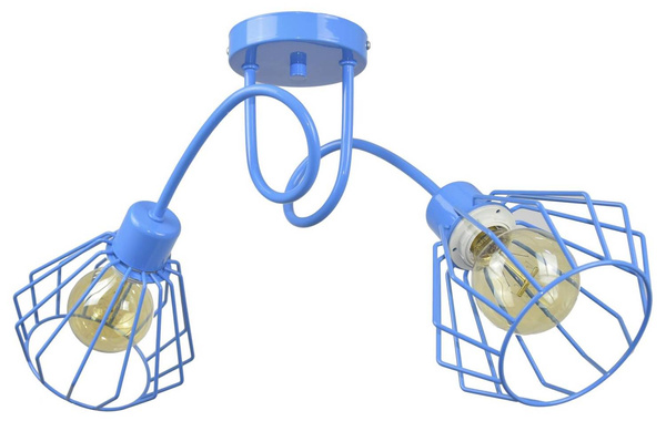 Lampa sufitowa do pokoju chłopca i dziewczynki  niebieska Edison Loft 2xE27 Led 