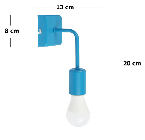  Lampa ścienna kinkiet dziecięcy niebieski SQUARE 1XE27 Led 