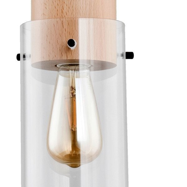 Lampa wisząca zwis TANTUM drewno/czarny śr. 13cm