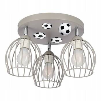 Lampa sufitowa dla chłopca z motywem piłkarskim szara Mundial 3xE27