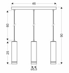 Lampa wisząca czarna/drewniana oprawa 3x25W Tubo 33-79138