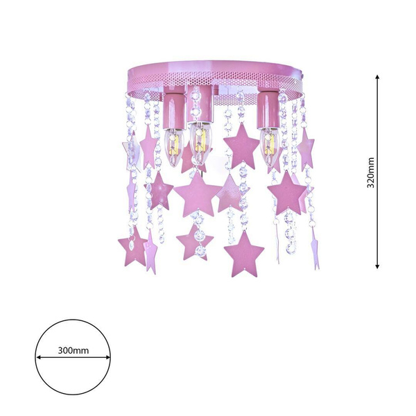 Lampa Sufitowa Dla  Dziewczynki Różowa STAR 3xE27 MLP1128