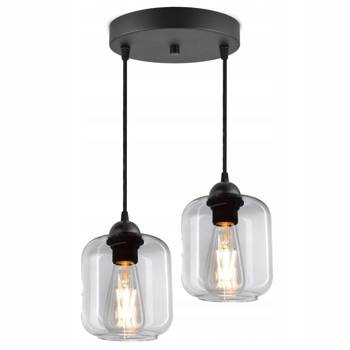 Lampa wisząca szklane transparentne klosze 2xE27