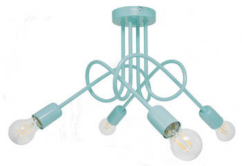 Lampa sufitowa do pokoju dziecięcego turkusowa w stylu Loft Mondo 4 Led