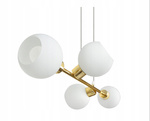Lampa Wisząca biało-złota mleczne klosze 4 źródła światła
