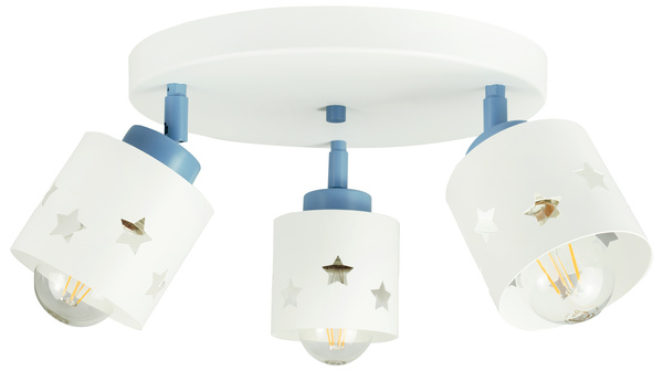 Lampa sufitowa do pokoju chłopca i dziewczynki biało - niebieska w gwiazdki 3xE27 led