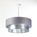 Lampa wisząca szaro-srebrna podwójna walec średnica 50 cm