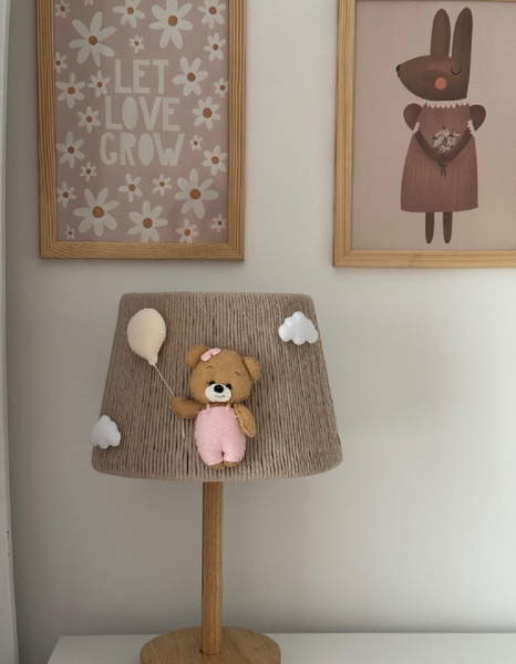 Lampka nocna do pokoju dziewczynki w stylu Boho Miś 