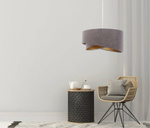 Lampa wisząca asymetryczna welurowa Tami szaro-złota
