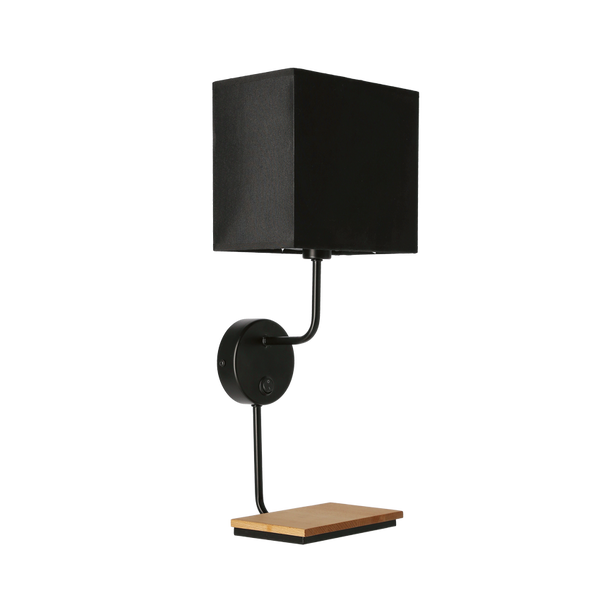 KETO KINKIET CZARNY 1X40W E14 ABAŻUR Z WŁĄCZNIKIEM