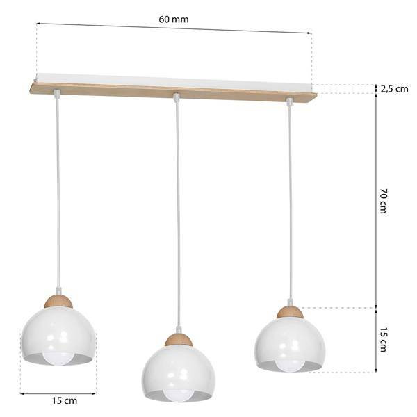Lampa wisząca nowoczesna zwis listwa kula DAMA III biały szer. 64cm