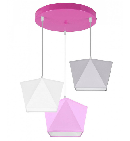 Żyrandol do pokoju chłopca niebieskie abażury Diament 3xE27 Led 