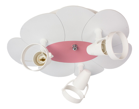 Lampa sufitowa do pokoju dziewczynki biało- różowa Płatek