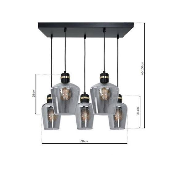 Lampa wisząca prostokąt RICHMOND BLACK / GOLD MLP6543