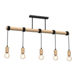 Lampa wisząca VIGA, MLP7965, czarny/drewno naturalne, 5x40W E27