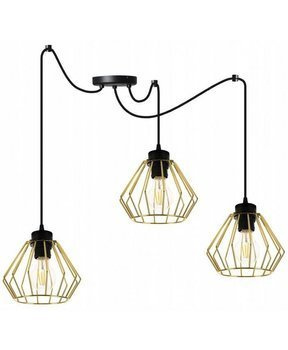 Lampa wisząca typu pająk druciak złote klosze loft 3