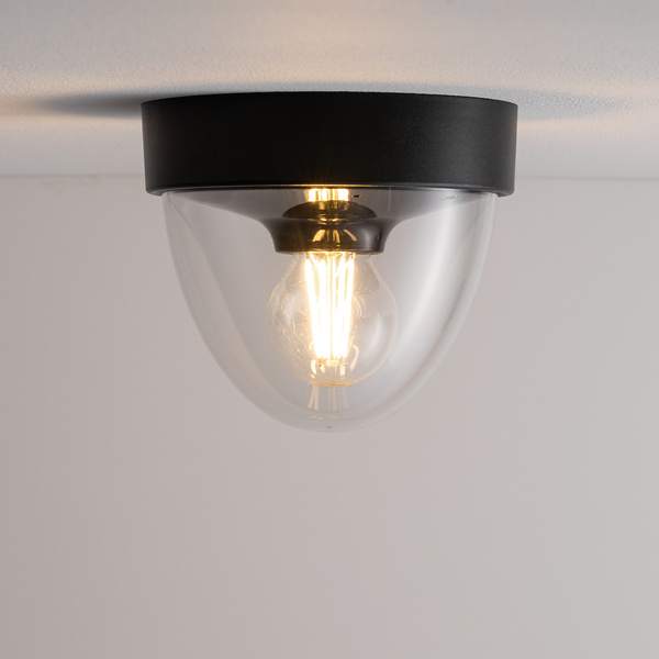 Lampa sufitowa i ścienna NOOK SENSOR na e27 10W IP44 wys. 15cm | czarny