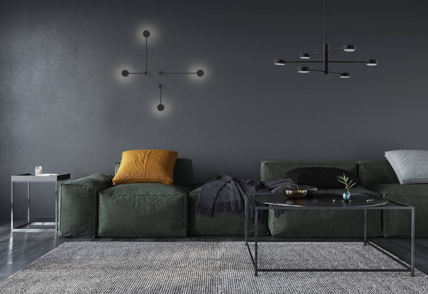 Plafon wewnętrzny do salonu ORBIT VI GX53 8W LED wys. 53-85cm | czarny