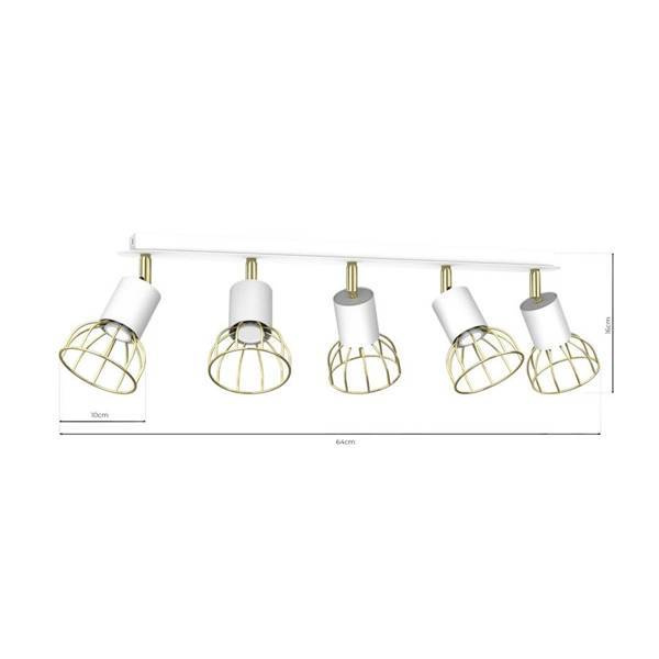 Lampa sufitowa DANTE, MLP7253, biały/złoty, 5x8W LED GU10