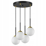 Lampa wisząca czarno-złota mleczne kule 4 źródła światła  