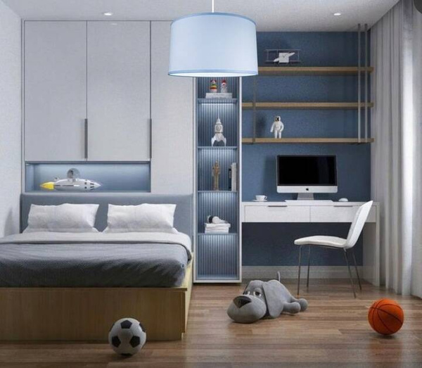 Lampa sufitowa do pokoju chłopca niebieska Blue 1xE27
