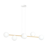 Nowoczesna lampa wisząca nad wyspę biało- złota GRAVITY 6 WH GOLD