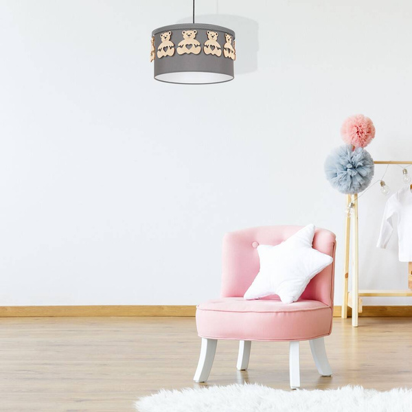 Lampa wisząca dziecięca MIŚ szary śr. 37cm
