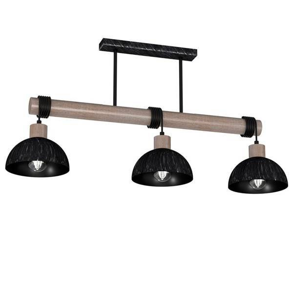 Lampa wisząca ERIK, MLP7640, przecierany czarny/drewno patynowane, 3x60W E27
