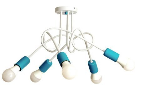 Lampa sufitowa dla chłopca i dziewczynki biało-niebieska Mondo 5 Loft