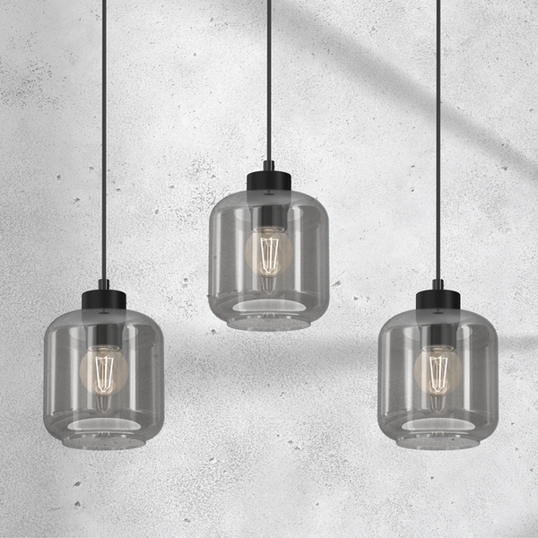 Lampa wisząca SOMBRA SMOKED, MLP8374, czarny/dymiony, 3x60W E27