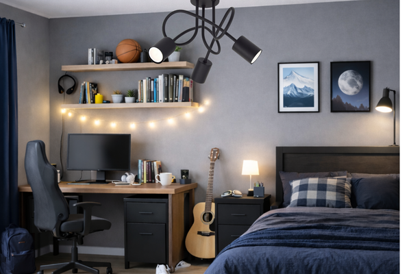 Lampa sufitowa do pokoju młodzieżowego czarna Zakręcony Cylinderek 3xGU10 