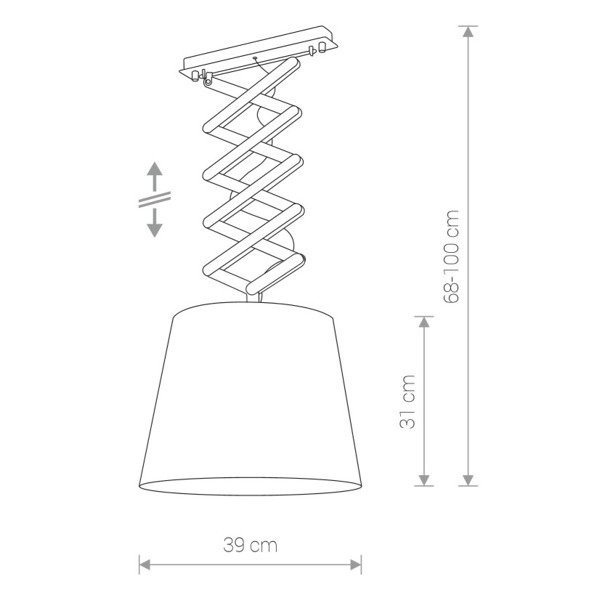 Lampa wisząca na wysięgniku harmonijka z abażurem TOSCA M szary śr. 39cm