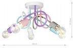 Lampa sufitowa do pokoju dziewczynki pastelowa Tęczowy Zawijas 5xE27 Led 