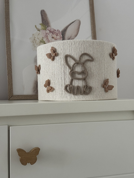 Lampa wisząca do pokoju dziewczynki w stylu boho Króliczek średnica 35 cm Led 