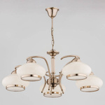 Lampa wisząca żyrandol klasyczny LANIA 5 punktów E27 szer. 59cm | ecru złoty