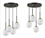 Lampa wisząca czarno-złota mleczne kule 4 źródła światła  