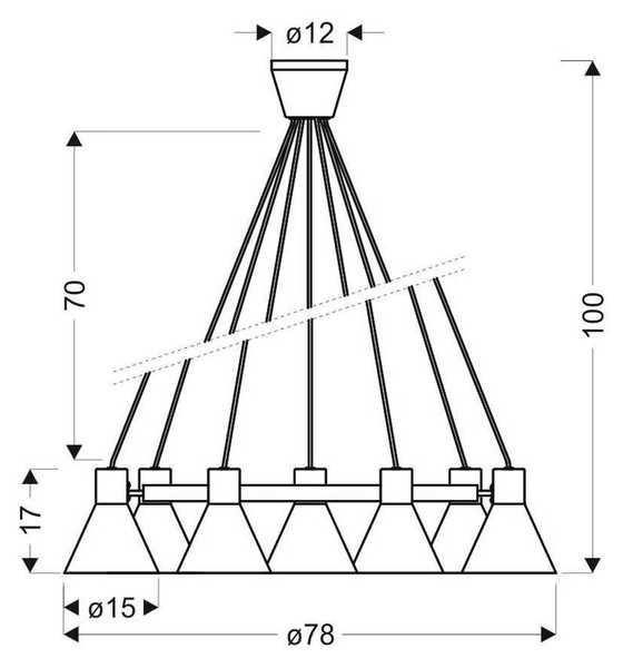 Lampa wisząca czarno-złota matowa sufitowa 7x40W More Candellux 37-71170
