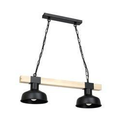Lampa wisząca FARO CZARNA / NATURALNE DREWNO 2xE27 60W