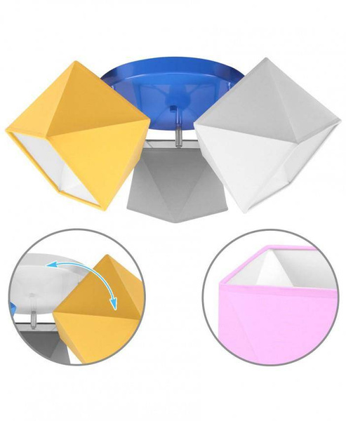 Lampa sufitowa dla dziewczynki różowe abażury Diament 3xE27 Led
