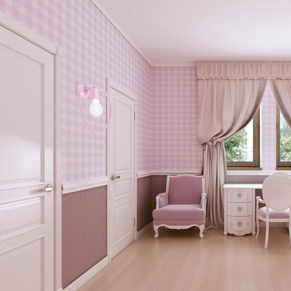 Lampa ścienna do pokoju dziewczynki  różowa  AMORE PINK 1xE27 
