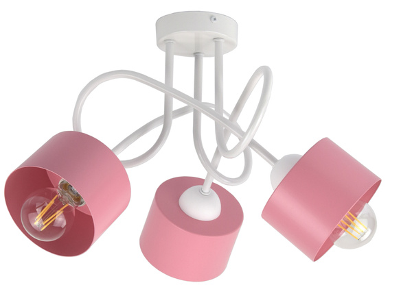 Lampa sufitowa do pokoju dziewczynki biało-różowa Zaczarowany Kubeczek 3xE27 Led 